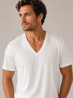 INTIMISSIMI UOMO EXTRA FINE SUPIMA COTTON WHITE V-NECK T-SHIRT SIZE XL